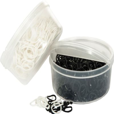 HKM Mane Bands in Plastic Box, 500 pcs, White, One Size