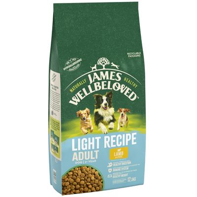 James Wellbeloved Complete Dry Light Dog Food with Lamb and Rice, 12.5 kg