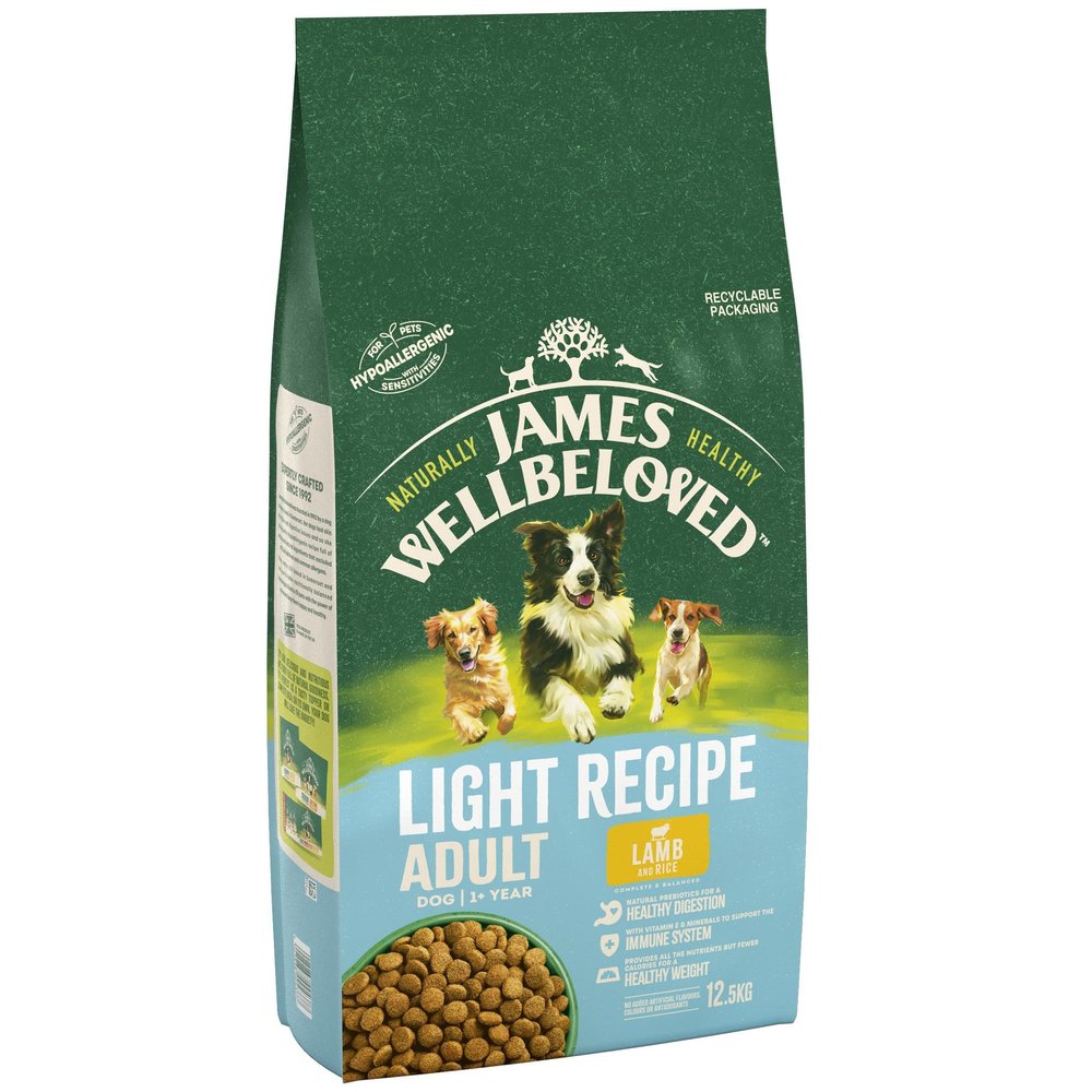 James Wellbeloved Complete Dry Light Dog Food with Lamb and Rice, 12.5 kg