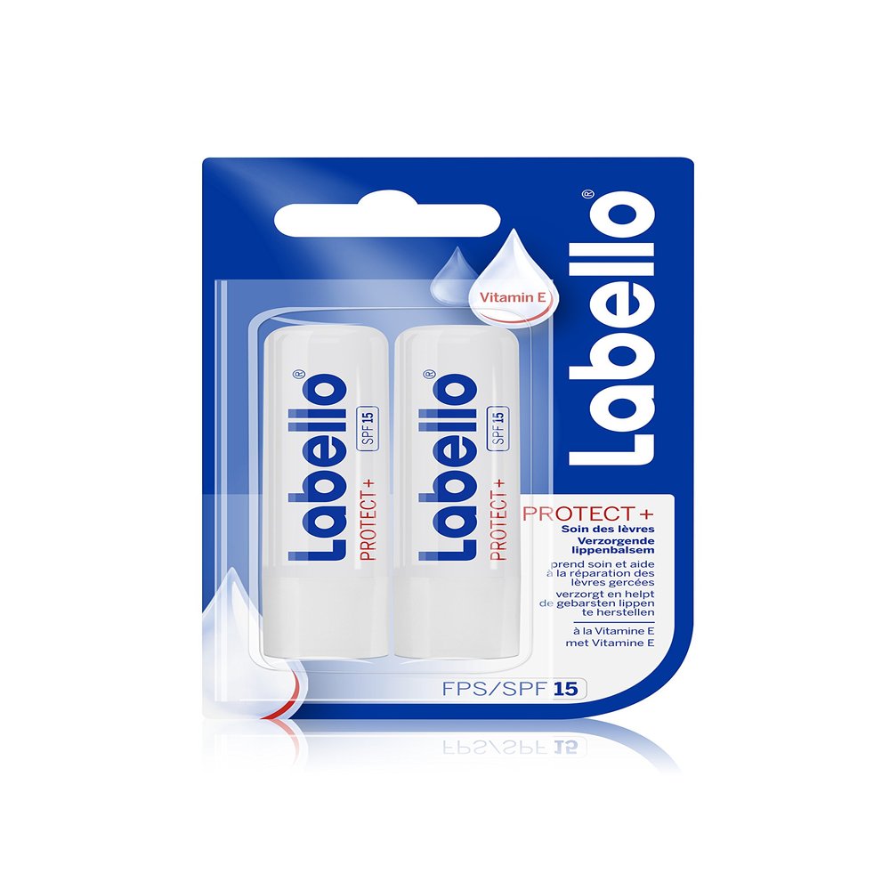 Labello Protect+ SPF 15 Lip Balm, 2 x 4.8 g