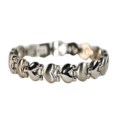 Amazing Power Hearts Magnetic Bracelet 8234, Stainless Steel, Silver, XS–XXL