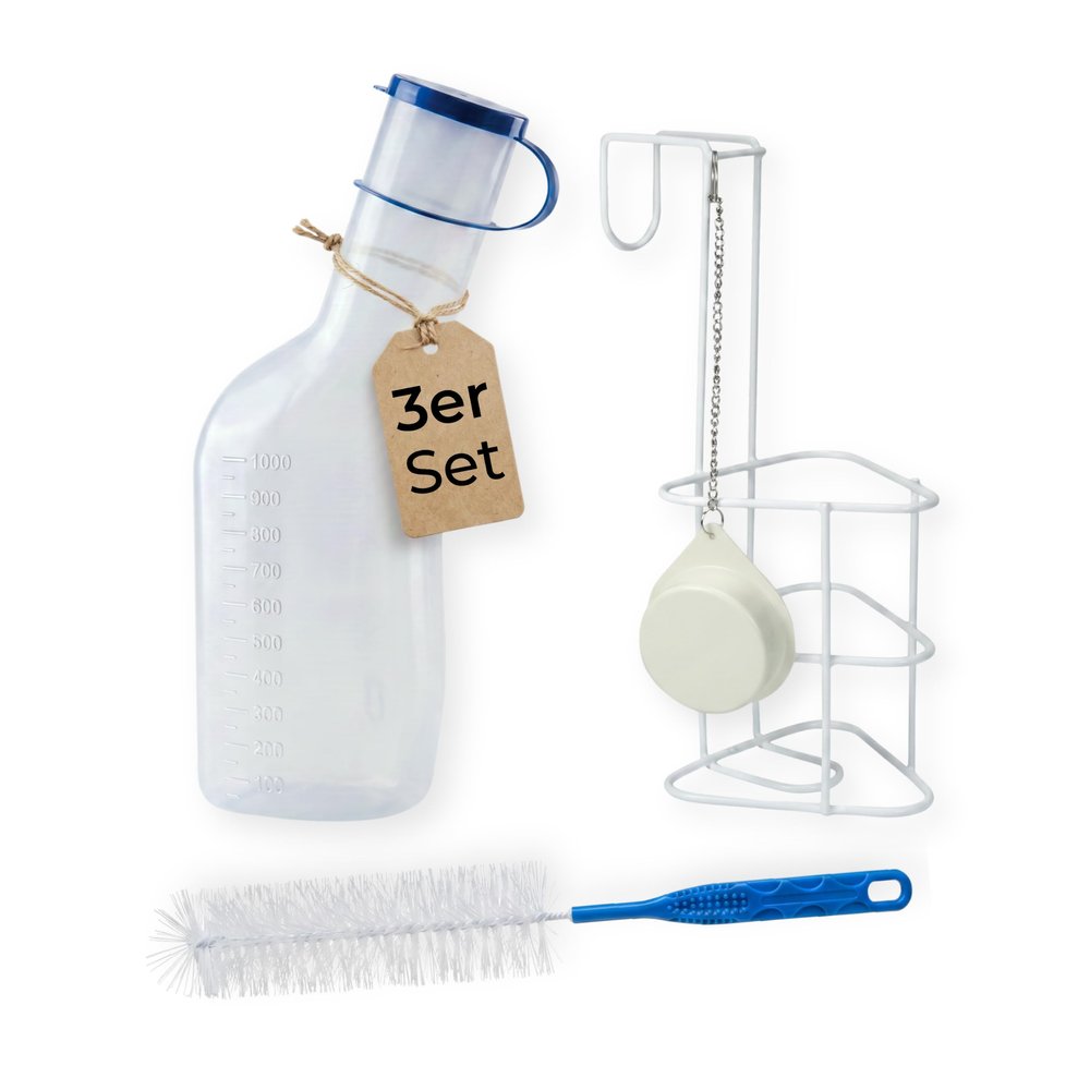Medi-Inn Urinal Set for Men – Milky PP Urinal with Holder & Brush