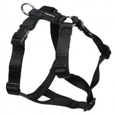 Feltmann Pug Dog Harness, Soft Nylon, Solid Black, 7–13 kg, 20 mm