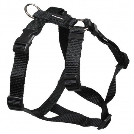 Feltmann Pug Dog Harness, Soft Nylon, Solid Black, 7–13 kg, 20 mm