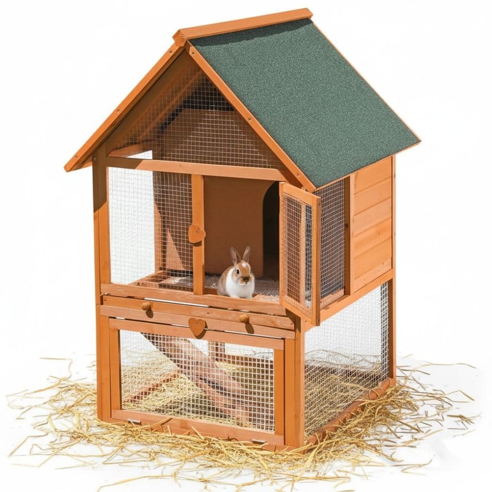 Melko XXL Wooden Rabbit Hutch 121 x 80 x 96 cm