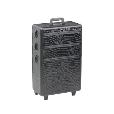 Sibel Aluminum Hairdressing Case, Black Crocodile Pattern, 63 x 36 x 22 cm