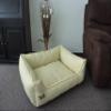 Dog Bed Dog Sofa Faux Leather 105 x 80 cm Cream view 1