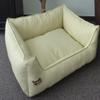 Dog Bed Dog Sofa Faux Leather 105 x 80 cm Cream view 2