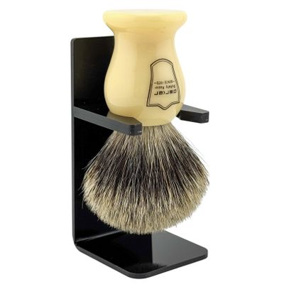 Parker Safety Razor 100% Pure Badger Bristle Shaving Brush with Classic Handle and Ivory Stand