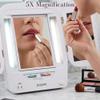 Jerdon JGL10W Euro Tri-Fold Lighted Mirror, 5X Magnification, 4 Light Settings, White view 3