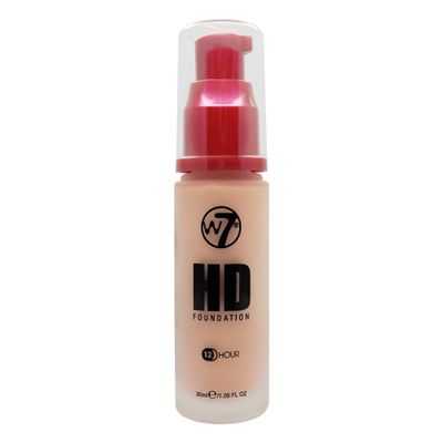W7 | Foundation | 12 Hour HD Foundation - Natural Beige (30ml) | Light to Medium Coverage, Lightweight and Long Lasting