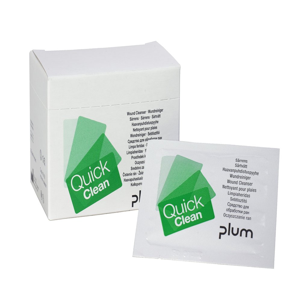 Plum QuickClean 5551 Wound Cleansing Wipes, Refill Box with 40 Individually Wrapped Wipes, Pack of 11