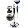 Golddachs Shaving Stand, 100% Badger Hair, Silver-Colored Metal view 1