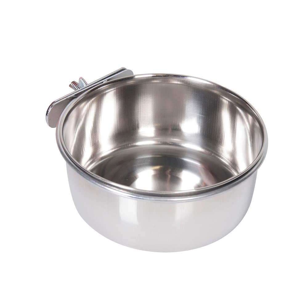 Karlie Screw-Mount Bowl for Small Animals - S - Stainless Steel - Silver - 290 ml - 10 cm Diameter