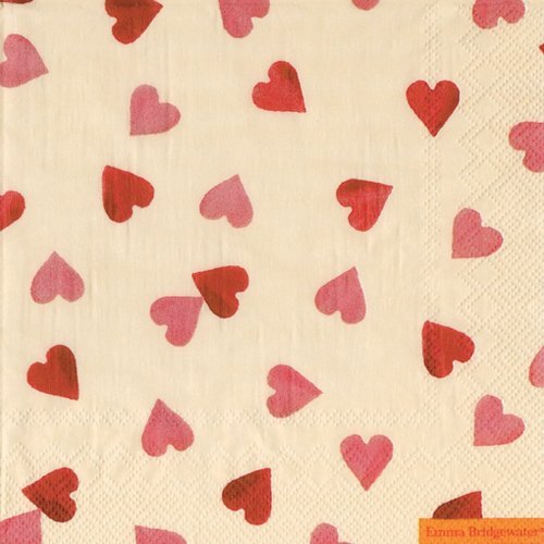 Ideal Home Range 20-Count 3-Ply Paper Cocktail Napkins, Emma Bridgewater Hearts