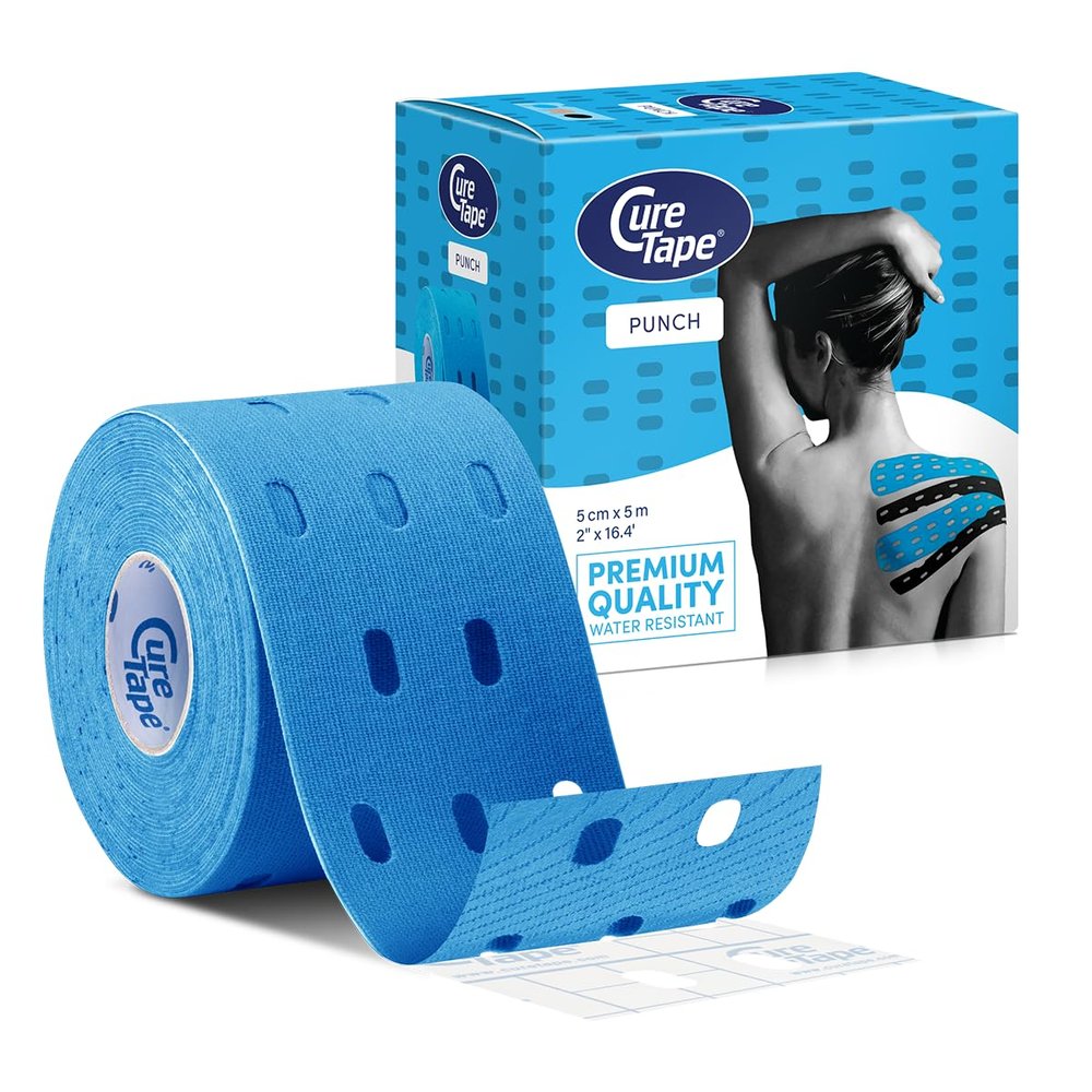 Cure Punch Original Kinesiology Tape, 5 cm x 5 m, Blue (1 Roll)
