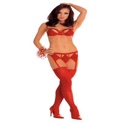 Roxana Lingerie Set with Bra, Thong, and Garter Belt, Size L, 1-Pack (1 ct)