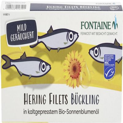 Bückling herring fillets in organic sunflower oil, 3 x 190 g