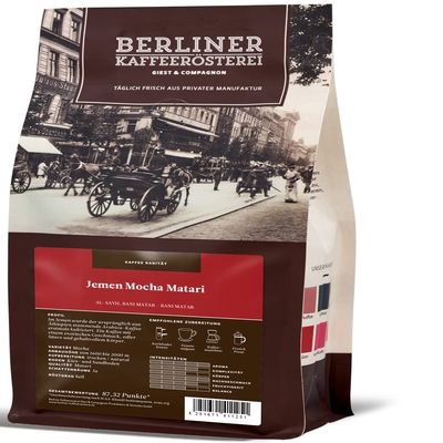 Berliner Kaffeerösterei Yemen Mocha Matari (500 g, Whole Beans), Light Roast, 100% Arabica