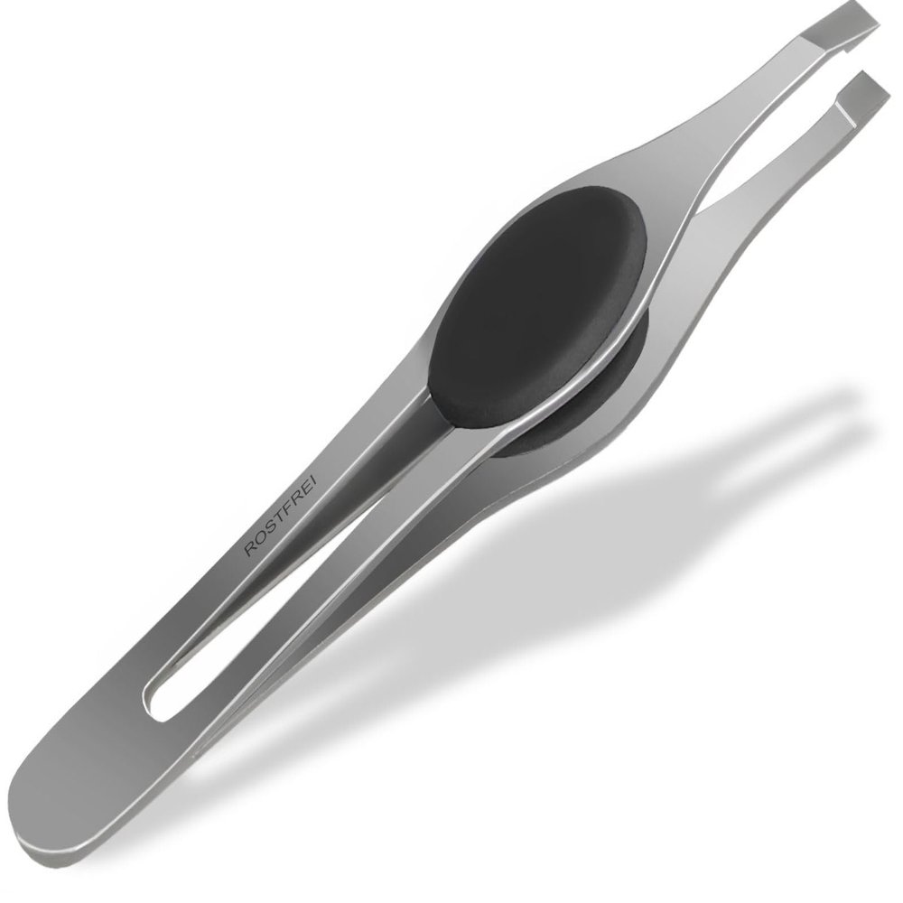 Tweezing Tweezer with Soft Grip, Straight Tip, 10 cm