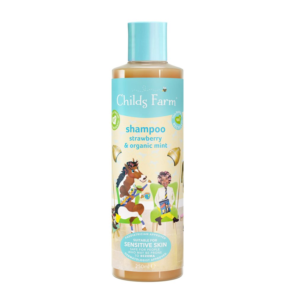 Childs Farm Kids’ Shampoo, 250 ml, Strawberry & Organic Mint, All Hair Types, Detangles and Conditions, Suitable for Dry, Sensitive, and Eczema-Prone Skin and Scalp