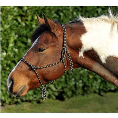 HKM Rope Halter Black/Beige, Full/Warmblood