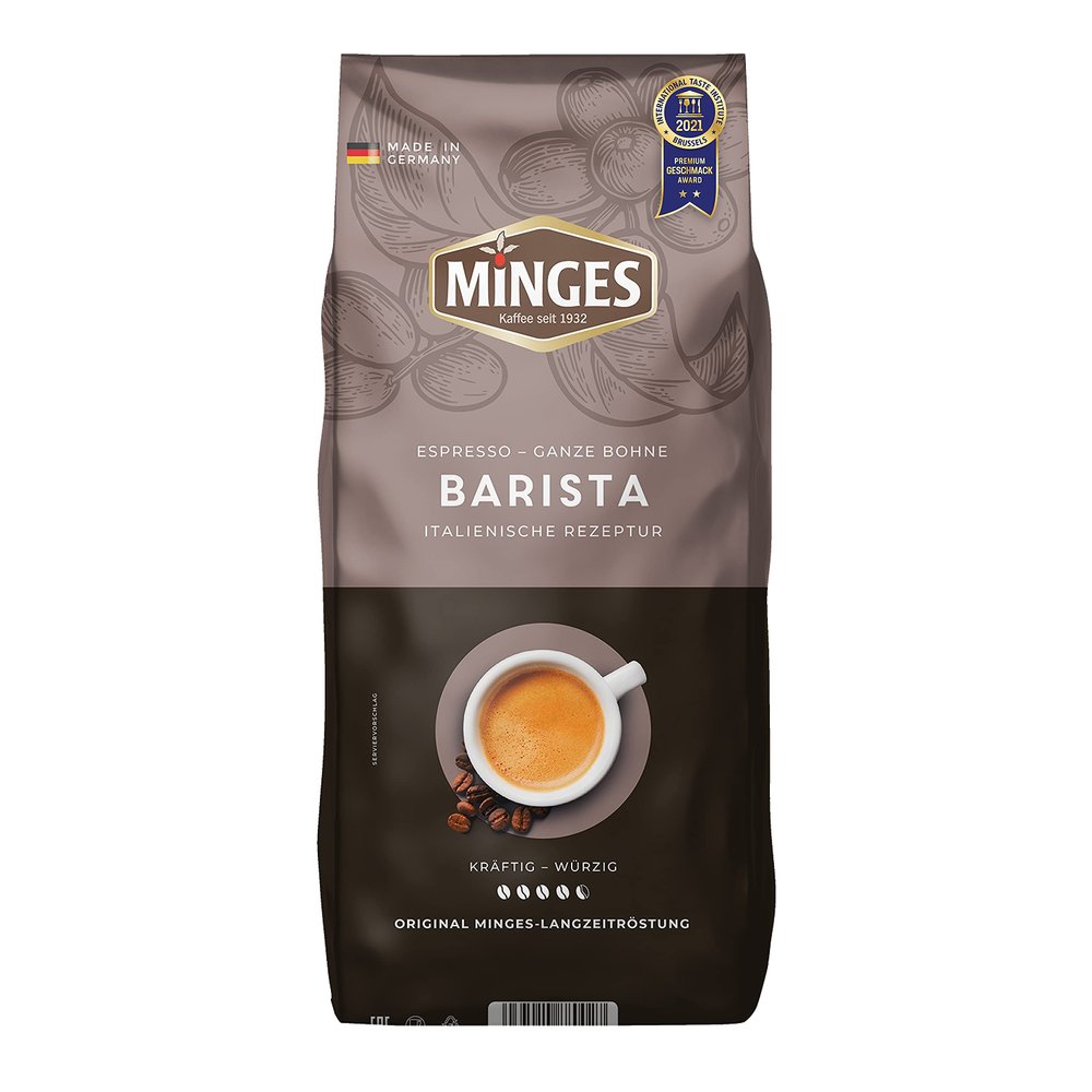 Minges Espresso Barista Coffee Beans, Bold & Spicy, Original Long Roasting, 1,000 g