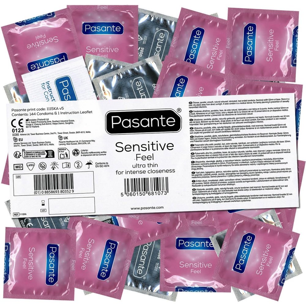 Pasante Feel (Sensitive) Condoms for Enhanced Sensation, 144 Count