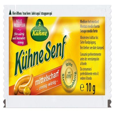 Kühne Medium-Hot Mustard, 150 x 10 g Sachets