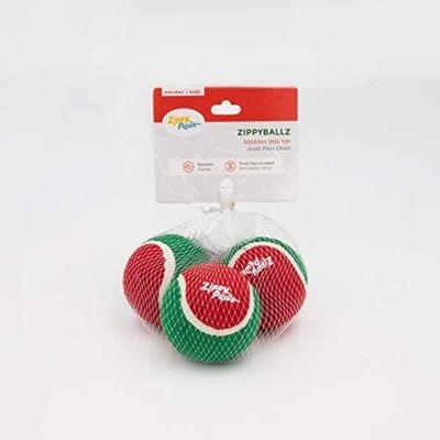 Zippy Paws ZP467 Holiday Zippy Ballz 3-Pack Dog Toys, 300 g