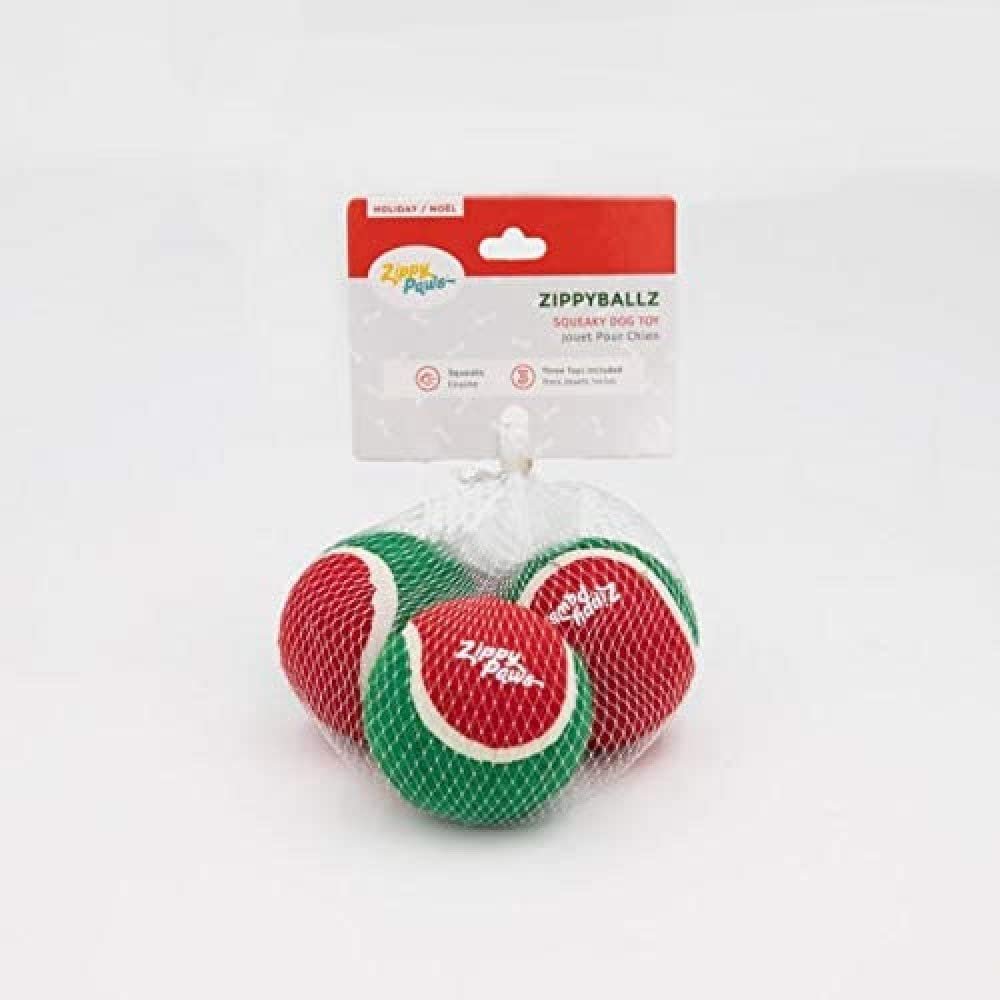Zippy Paws ZP467 Holiday Zippy Ballz 3-Pack Dog Toys, 300 g