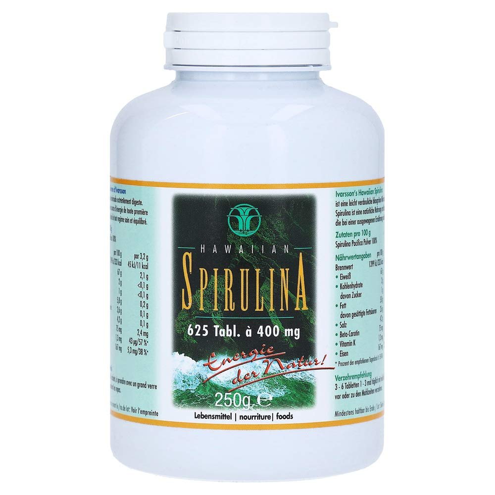 Ivarsson's Spirulina – Original Hawaiian Spirulina Tablets, 625 Count | 400 mg + Vitamins K1 & K2