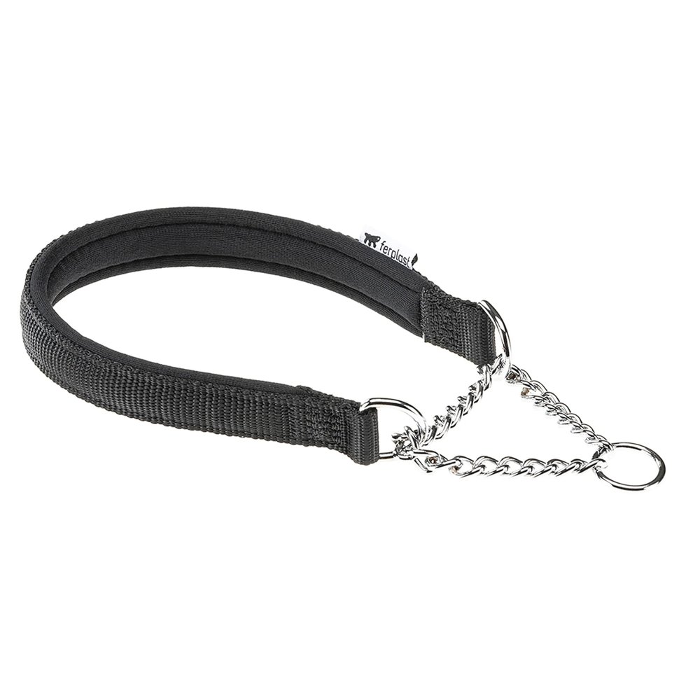 Ferplast Daytona Semi-Choke Dog Collar, Adjustable, Nylon, Padded, Black, M