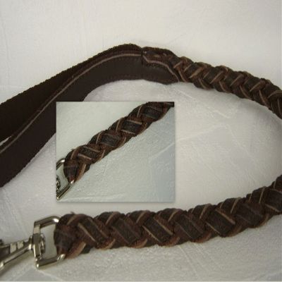 Braided Genuine Leather Dog Leash, Whip-Style, 85 cm/20 mm
