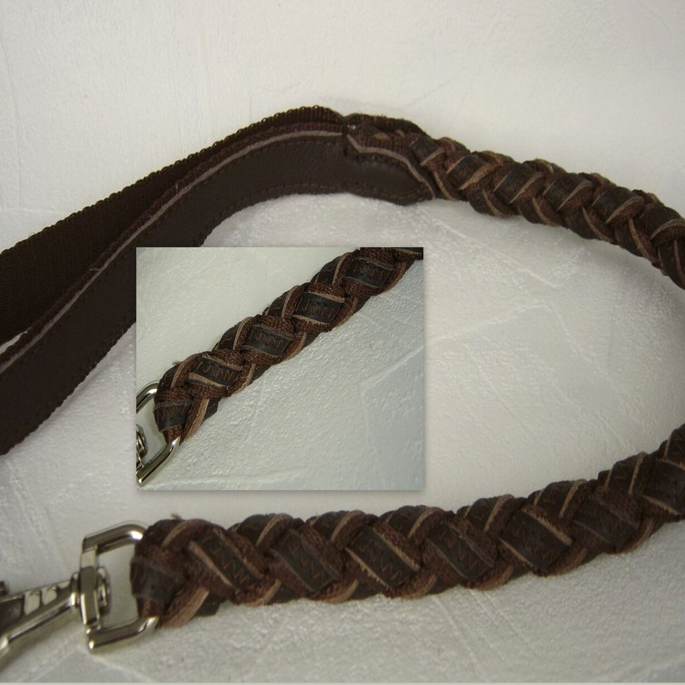 Braided Genuine Leather Dog Leash, Whip-Style, 85 cm/20 mm