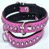 Pink Leather Dog Collar with Rhinestones, 19–23 cm Neck Size view 1