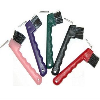 Plastic Hoof Pick with Brush - Yellow