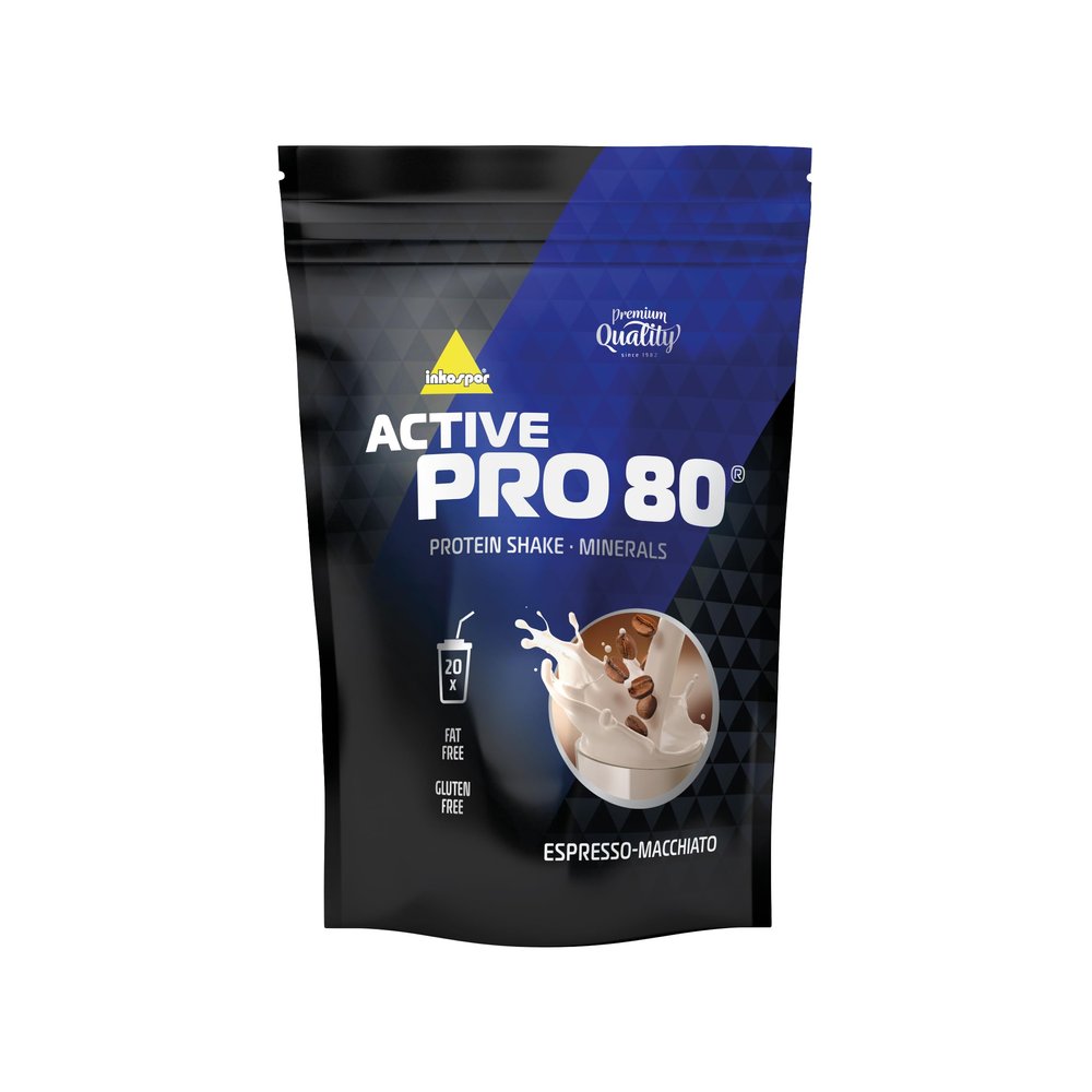 inkospor Active Pro 80 Protein Powder Espresso Macchiato | 80% Multi-Component Protein | 500 g Bag | Whey, Casein & Egg Protein | Made in Germany