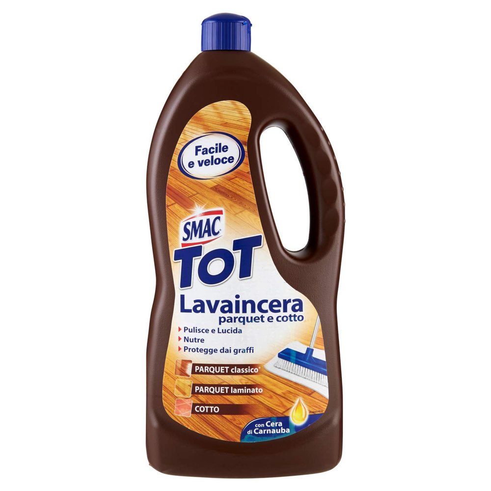 Smac Tot Lavaincera Parquet and Cotto Floor Cleaner with Carnauba Wax, Polish and Protection, 1 L, 1 pc