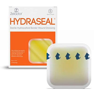 Hydrocolloid Wound Dressing, Waterproof, Breathable and Self-Adhesive Plasters for Faster Healing, Blister and Acne Protection, Ideal for Sensitive Skin, 5 x 5 cm