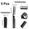 Sourcing Map 5-Piece Black Plastic Folding Double-Edge Comb Set view 2