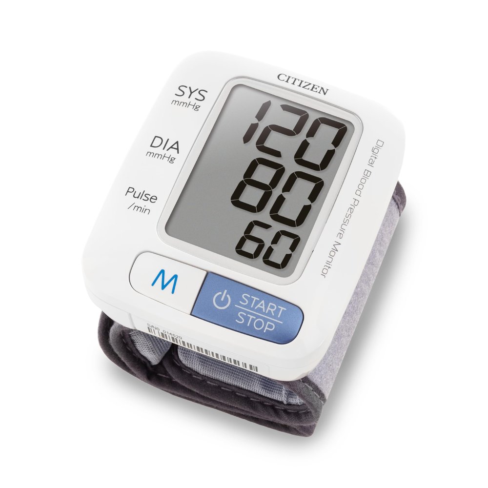 Citizen CH-650 Digital Wrist Blood Pressure Monitor, Large LCD, 60-Memory, Arrhythmia Detection, WHO Indicator, 13.5–21.5 cm Cuff