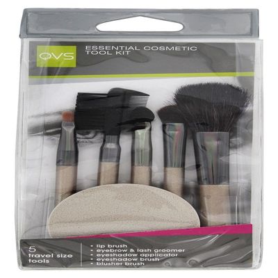 QVS 6-Piece Makeup Brush Set with Sponge and Brow & Lash Tool