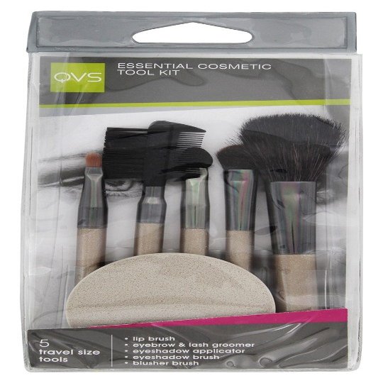 QVS 6-Piece Makeup Brush Set with Sponge and Brow & Lash Tool