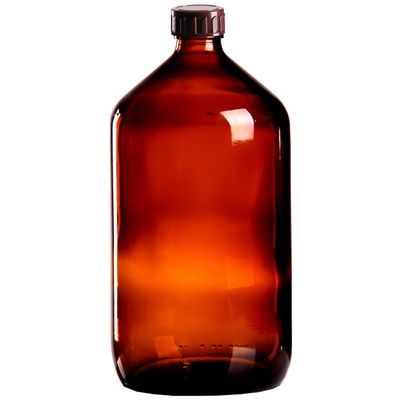25 x 1000 ml Amber Glass Bottles with Brown DIN 28 Screw Caps