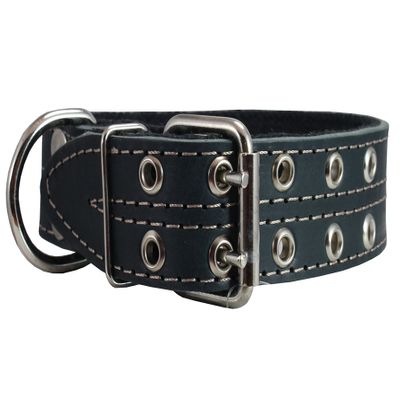 Genuine Leather Dog Collar, Padded, Black, 1.5" Wide, Fits 22.5–26.5" Neck, Great Dane/Mastiff, by Dogs My Love