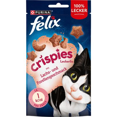 Felix Crispies Cat Treats, Salmon & Trout Flavor, 8-Pack (8 x 45g)