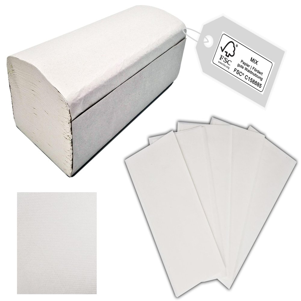 TIGA-MED V-Fold Paper Hand Towels, 2-Ply, 25 x 23 cm, FSC-Certified, 6,400 Towels