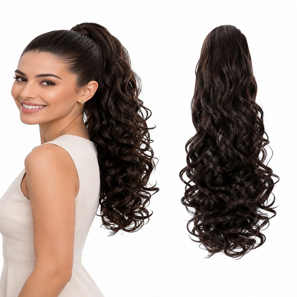 CAISHA 50 cm Braided Ponytail Hairpiece, Butterfly Clip, Brown H68