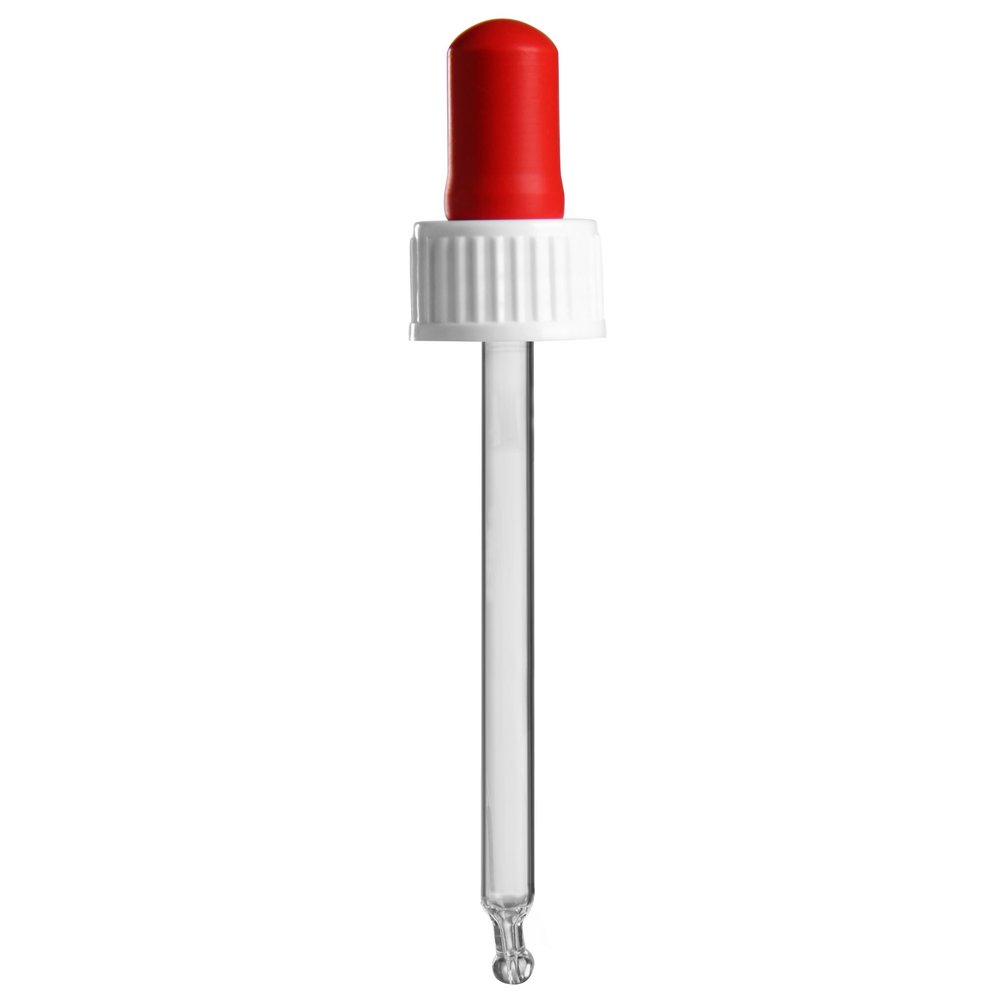 25 x PL85 Glass Pipette, White/Red, DIN 18 Screw Cap
